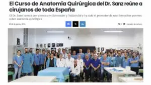 El Dr. Sanz organiza en Valladolid un curso de anatomía quirúrgica y colgajos