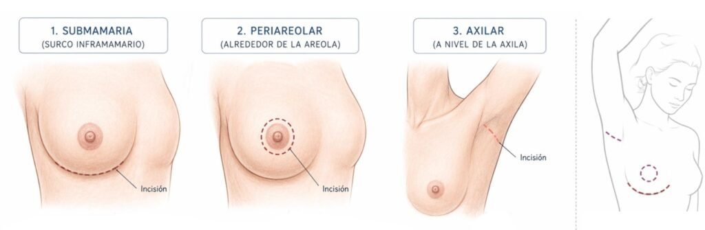 lugar incisión aumento de pecho